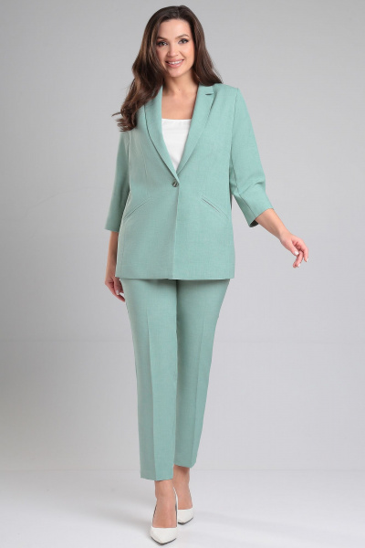 Комплект из жакета и брюк в бирюзовом цвете LeNata 20404 мята - фото 7