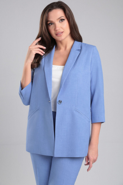Костюм из жакета и брюк из текстиля с карманами LeNata 20404 голубой - фото 3