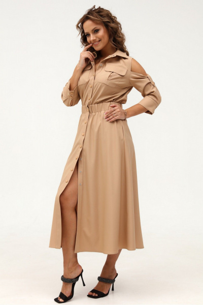 Платье рубашечного типа с расклешением и поясом Angelina & Сompany 994 - фото 9