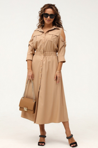 Платье рубашечного типа с расклешением и поясом Angelina & Сompany 994 - фото 3