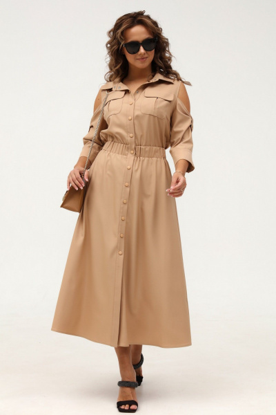 Платье рубашечного типа с расклешением и поясом Angelina & Сompany 994 - фото 2