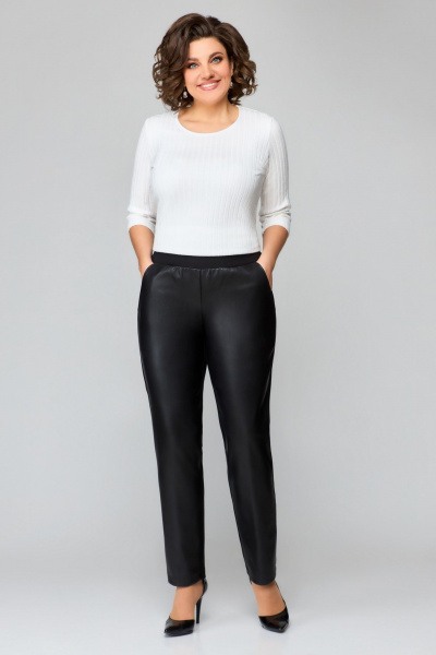 Лаконичные кожаные зауженные брюки из трикотажа и эко-кожи Svetlana-Style 1946 - фото 1