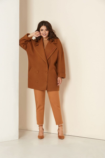 Пальто Andrea Style 00276 верблюд - фото 3