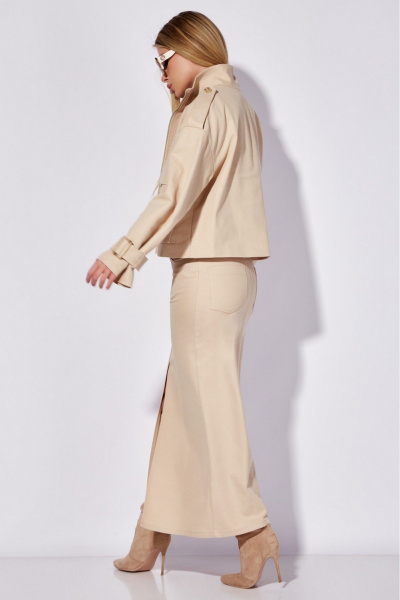 Юбка длинная джинсовая с гульфиком и застежкой на пуговицу LEANNA-STYLE 1006 бежевый - фото 2