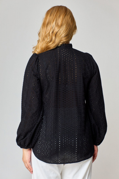 Черная блузка с длинными рукавами-буфами и V-образным вырезом VIPPRIMO 101 черный - фото 2