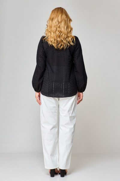 Черная блузка с длинными рукавами-буфами и V-образным вырезом VIPPRIMO 101 черный - фото 10