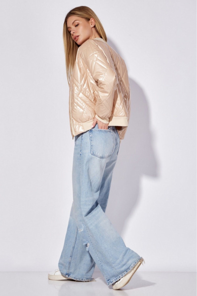 Жакет бомбер из плащевки с капюшоном и карманами LEANNA-STYLE 6004 бежевый - фото 3