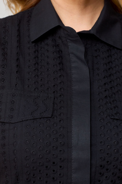 Кружевное платье прямого силуэта с пуговицами и съемным поясом VIPPRIMO 103 черный - фото 8