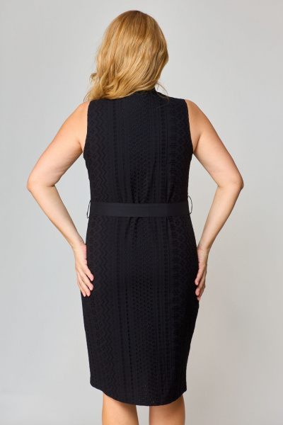 Кружевное платье прямого силуэта с пуговицами и съемным поясом VIPPRIMO 103 черный - фото 5