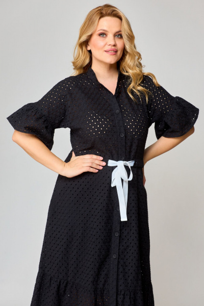 Платье макси из ришелье с карманами и воротником-стойкой VIPPRIMO 104 черный - фото 7