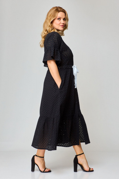 Платье макси из ришелье с карманами и воротником-стойкой VIPPRIMO 104 черный - фото 6