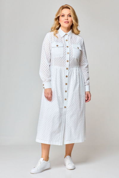 Платье-рубашка из хлопка с накладными карманами VIPPRIMO 106 белый - фото 9