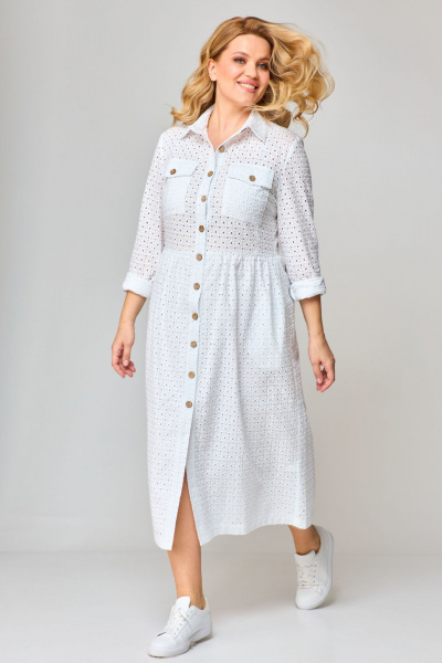 Платье-рубашка из хлопка с накладными карманами VIPPRIMO 106 белый - фото 7