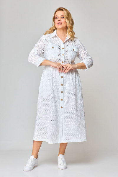 Платье-рубашка из хлопка с накладными карманами VIPPRIMO 106 белый - фото 6