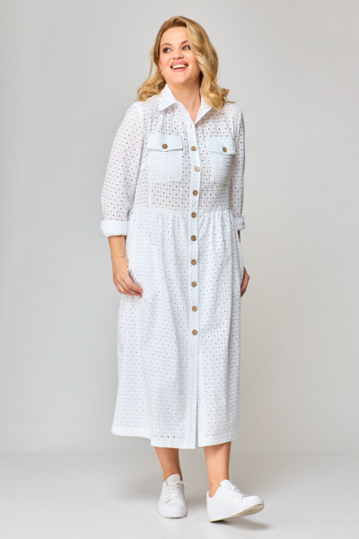 Платье-рубашка из хлопка с накладными карманами VIPPRIMO 106 белый - фото 5