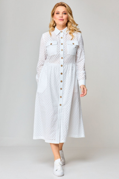Платье-рубашка из хлопка с накладными карманами VIPPRIMO 106 белый - фото 4