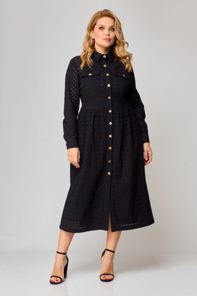 Платье-рубашка из хлопка с накладными карманами VIPPRIMO 106 черный - фото 9