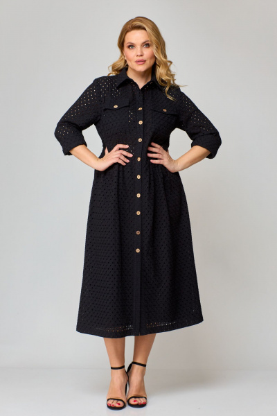 Платье-рубашка из хлопка с накладными карманами VIPPRIMO 106 черный - фото 6