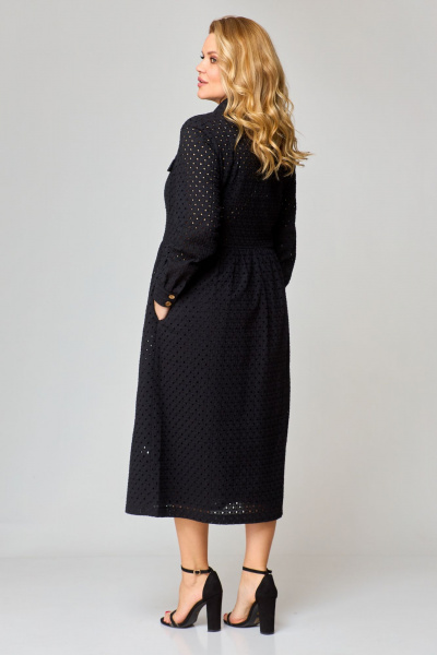 Платье-рубашка из хлопка с накладными карманами VIPPRIMO 106 черный - фото 2