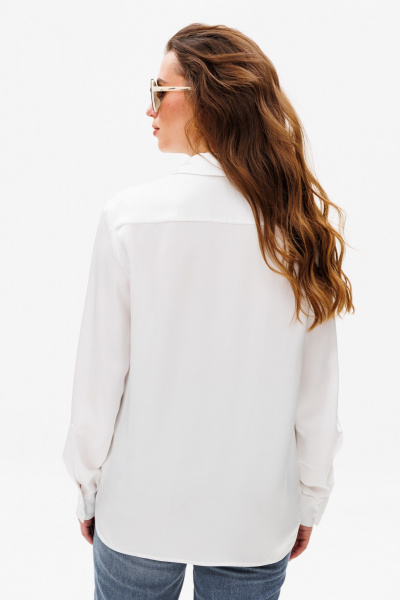 Латышская белая рубашка из атласа с разрезами и воротником-рубашкой ANIDEN 34-1 белый - фото 7