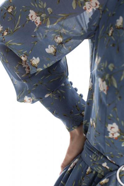 Платье без воротника, с талиевыми вытачками, съемным поясом Golden Valley 4708-1 голубой - фото 8