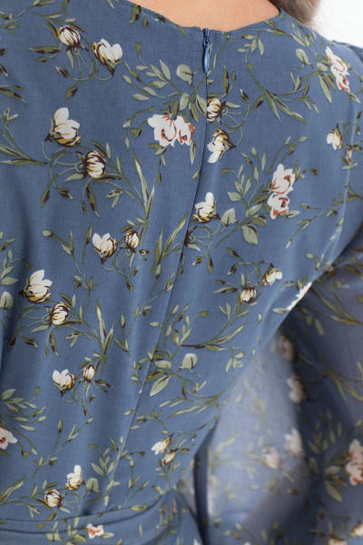 Платье без воротника, с талиевыми вытачками, съемным поясом Golden Valley 4708-1 голубой - фото 7