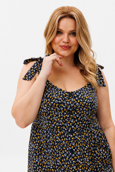 Летний сарафан из вискозы, полуприлегающий, с настройками длины Michel chic 2130 темно-синий,желтый - фото 6