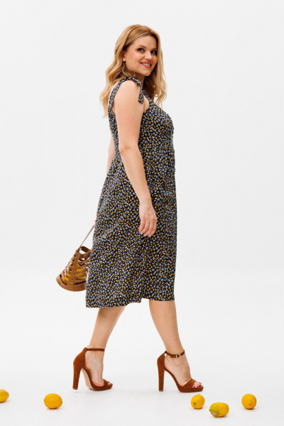 Летний сарафан из вискозы, полуприлегающий, с настройками длины Michel chic 2130 темно-синий,желтый - фото 4