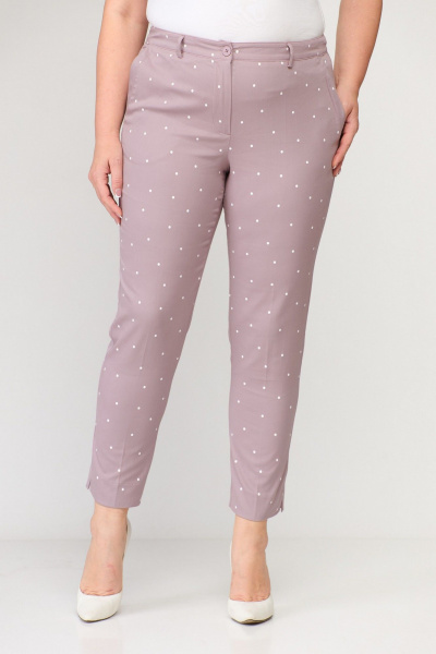 Комплект из хлопкового жакета и классических брюк с разрезами БелЭльСтиль 203-2 83 22+586 2 87 22_темная_пудра - фото 9