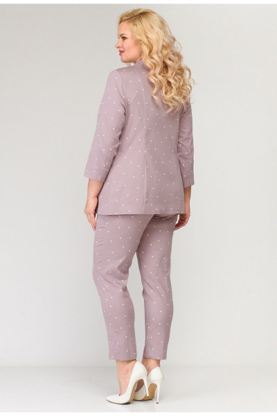 Комплект из хлопкового жакета и классических брюк с разрезами БелЭльСтиль 203-2 83 22+586 2 87 22_темная_пудра - фото 2