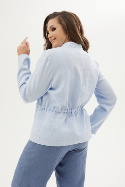 Жакет льняной прямой на молнии из текстиля для повседневных образов MALI 124-017 голубой - фото 10