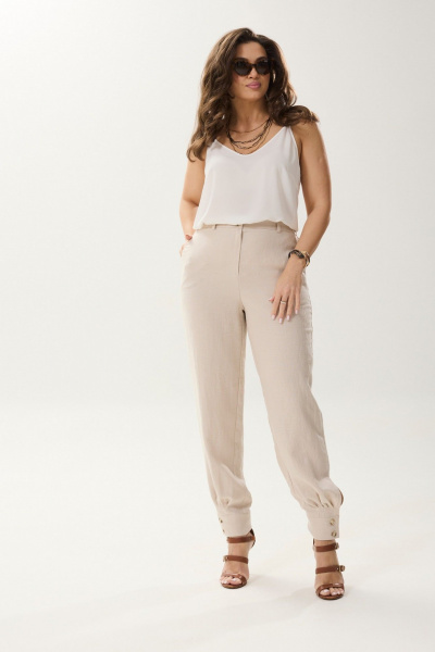 Летний комплект из рубашки и брюк из льна и текстиля MALI 724-002 бежевый - фото 11