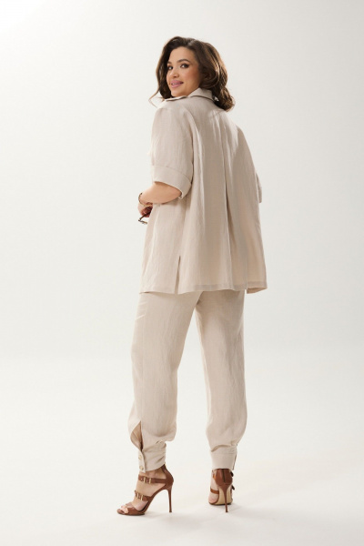 Летний комплект из рубашки и брюк из льна и текстиля MALI 724-002 бежевый - фото 5