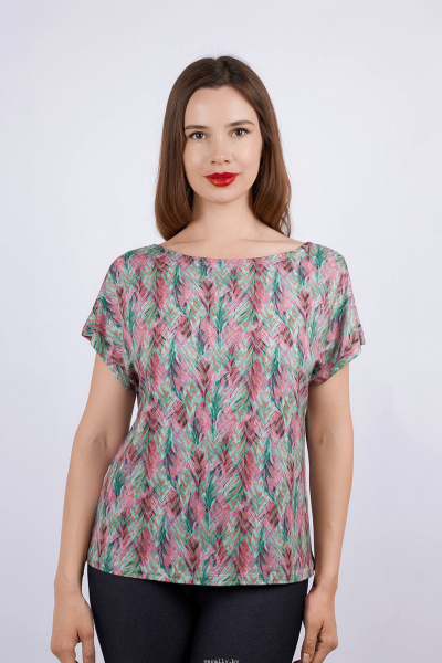 Майка эластичная с принтом и коротким рукавом для лета Verally 434-1 элегия - фото 1