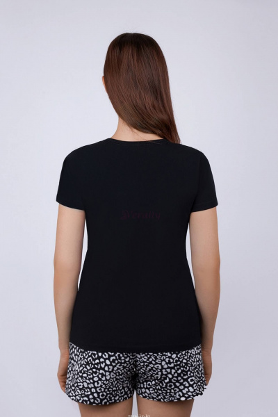 Пижама майка и шорты из эластичного хлопка для дома Verally 382-1 панда - фото 2