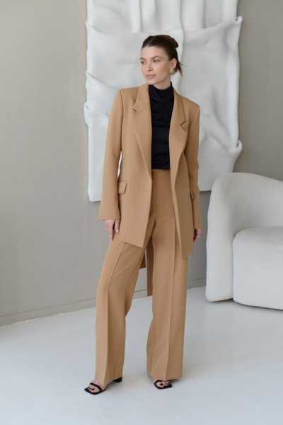 Жакет асимметричный с поясом из текстиля для деловых образов HELEN BIRCH J030a - фото 9