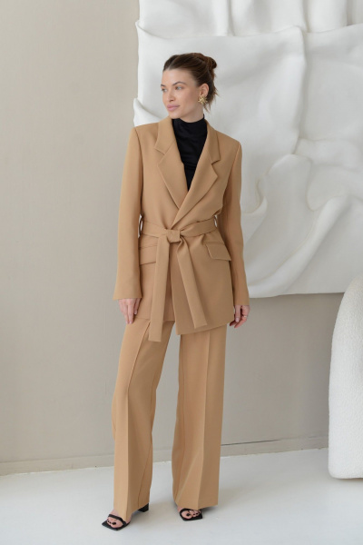 Жакет асимметричный с поясом из текстиля для деловых образов HELEN BIRCH J030a - фото 5