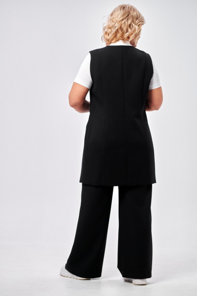 Жилет классический удлиненный с V-образным вырезом и пуговицami AMUARt 1002 черный - фото 23