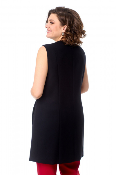 Жилет классический удлиненный с V-образным вырезом и пуговицami AMUARt 1002 черный - фото 7