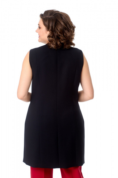 Жилет классический удлиненный с V-образным вырезом и пуговицami AMUARt 1002 черный - фото 5