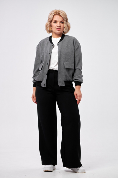 Бомбер оверсайз с классическим стилем и мягким текстилем AMUARt 1004-1 серый - фото 10