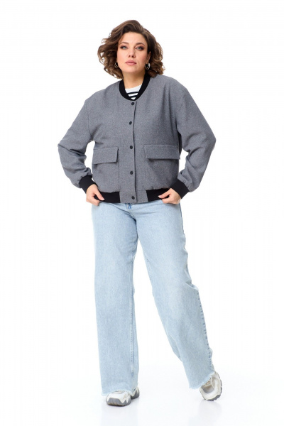 Бомбер оверсайз с классическим стилем и мягким текстилем AMUARt 1004-1 серый - фото 9