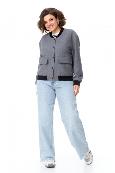 Бомбер оверсайз с классическим стилем и мягким текстилем AMUARt 1004-1 серый - фото 8