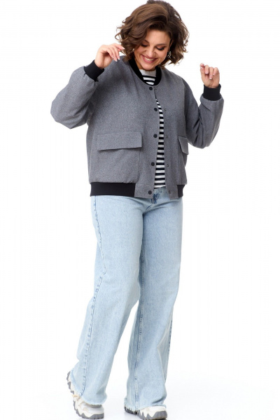 Бомбер оверсайз с классическим стилем и мягким текстилем AMUARt 1004-1 серый - фото 4