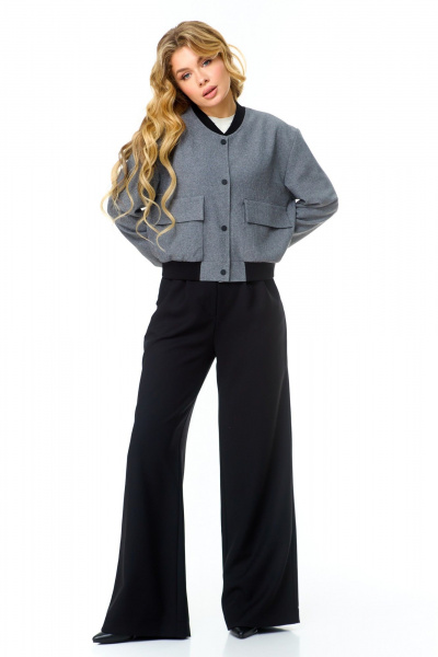 Бомбер оверсайз с классическим стилем и мягким текстилем AMUARt 1004-1 серый - фото 2