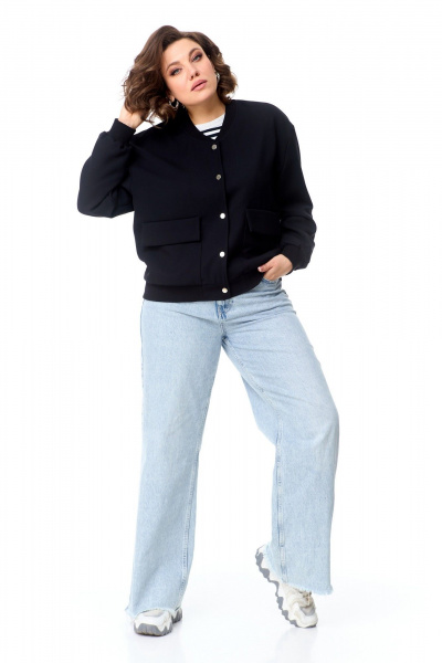 Бомбер черный оверсайз с комфортной посадкой и текстильной отделкой AMUARt 1004 черный - фото 12