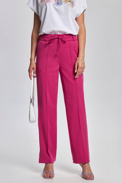 Брюки прямые летние со стрелками на резинке из вискозы Femme & Devur 90075 1.43F(164) - фото 1