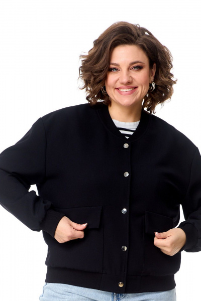 Бомбер черный оверсайз с комфортной посадкой и текстильной отделкой AMUARt 1004 черный - фото 11