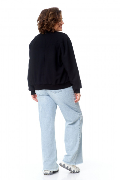 Бомбер черный оверсайз с комфортной посадкой и текстильной отделкой AMUARt 1004 черный - фото 10