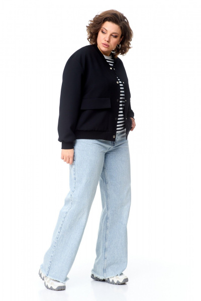 Бомбер черный оверсайз с комфортной посадкой и текстильной отделкой AMUARt 1004 черный - фото 8